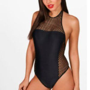 BOOHOO MESH BLACK SWIMSUIT SIZE 6